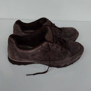 Skechers Shoes Womens 8 Bikers Curbed Casual Low Sneakers 49336 Brown Suede